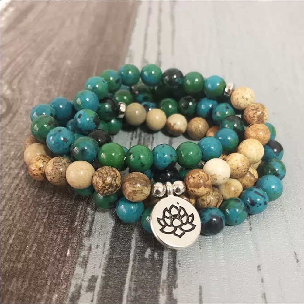 Beautiful natural Chrysocolla and desert Jasper Mala Reiki Charged✨ - Picture 6 of 8